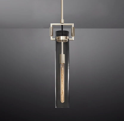 Queena Modern Machinist Glass Cylinder Pendant Light