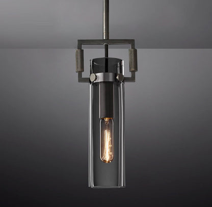 Queena Modern Machinist Glass Cylinder Pendant Light
