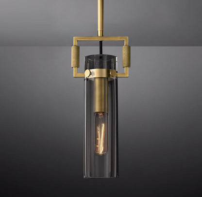 Queena Modern Machinist Glass Cylinder Pendant Light