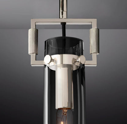 Queena Modern Machinist Glass Cylinder Pendant Light