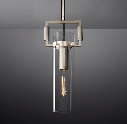 Queena Modern Machinist Glass Cylinder Pendant Light