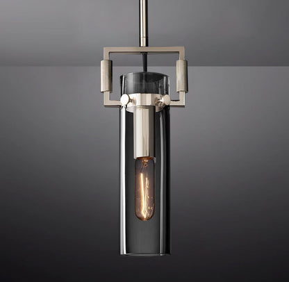 Queena Modern Machinist Glass Cylinder Pendant Light