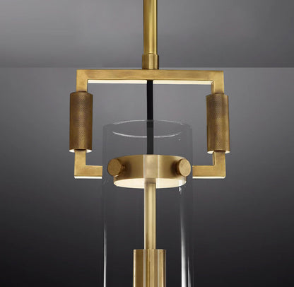 Queena Modern Machinist Glass Cylinder Pendant Light