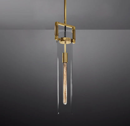 Queena Modern Machinist Glass Cylinder Pendant Light