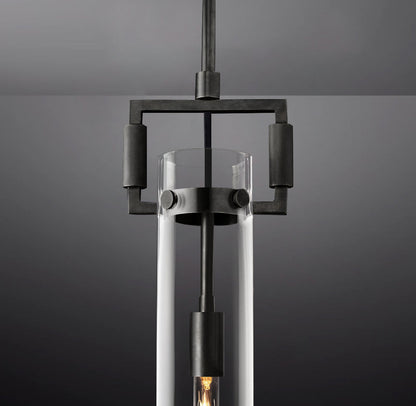 Queena Modern Machinist Glass Cylinder Pendant Light