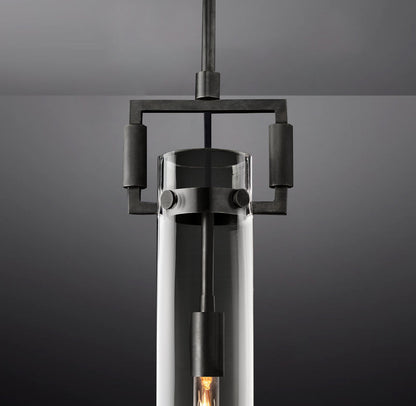 Queena Modern Machinist Glass Cylinder Pendant Light