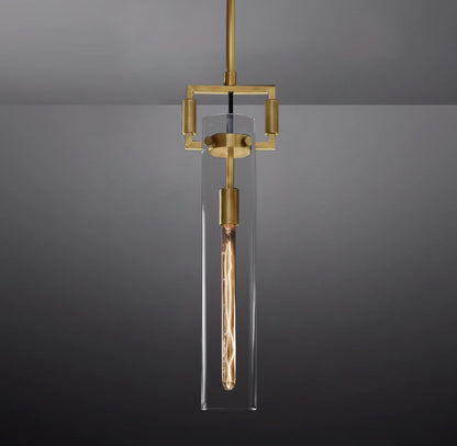 Queena Modern Machinist Glass Cylinder Pendant Light