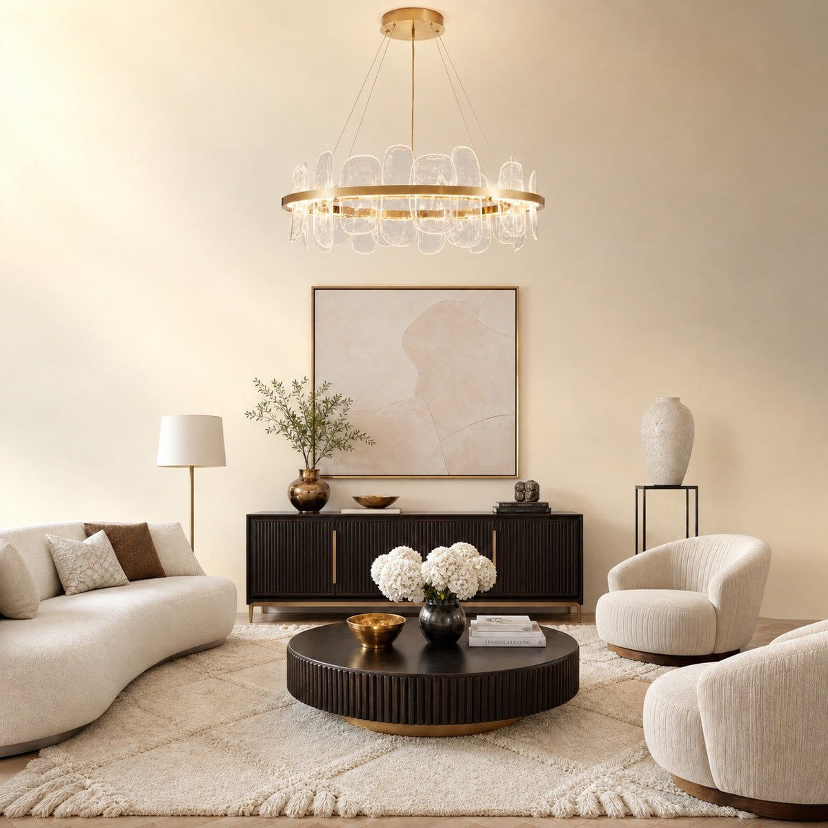 Quenor Handblown Glass Petal Chandelier