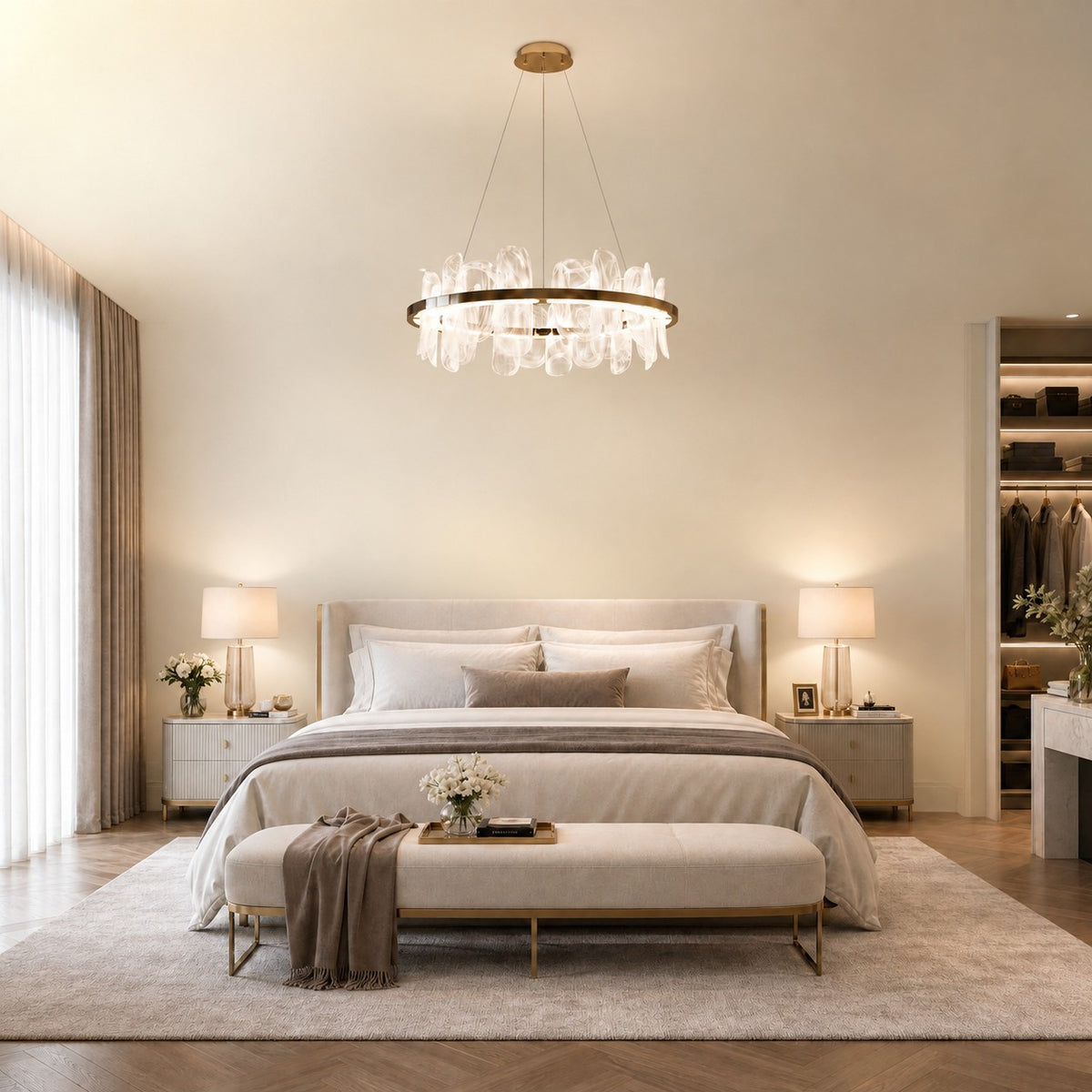 Quenor Handblown Glass Petal Chandelier