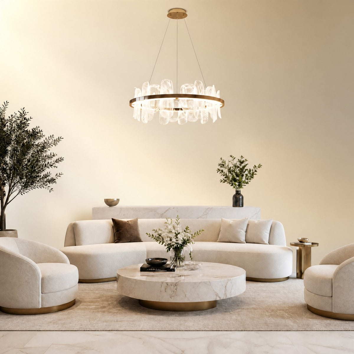 Quenor Handblown Glass Petal Chandelier