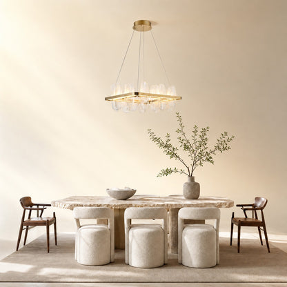 Quenor Handblown Glass Petal Square Chandelier