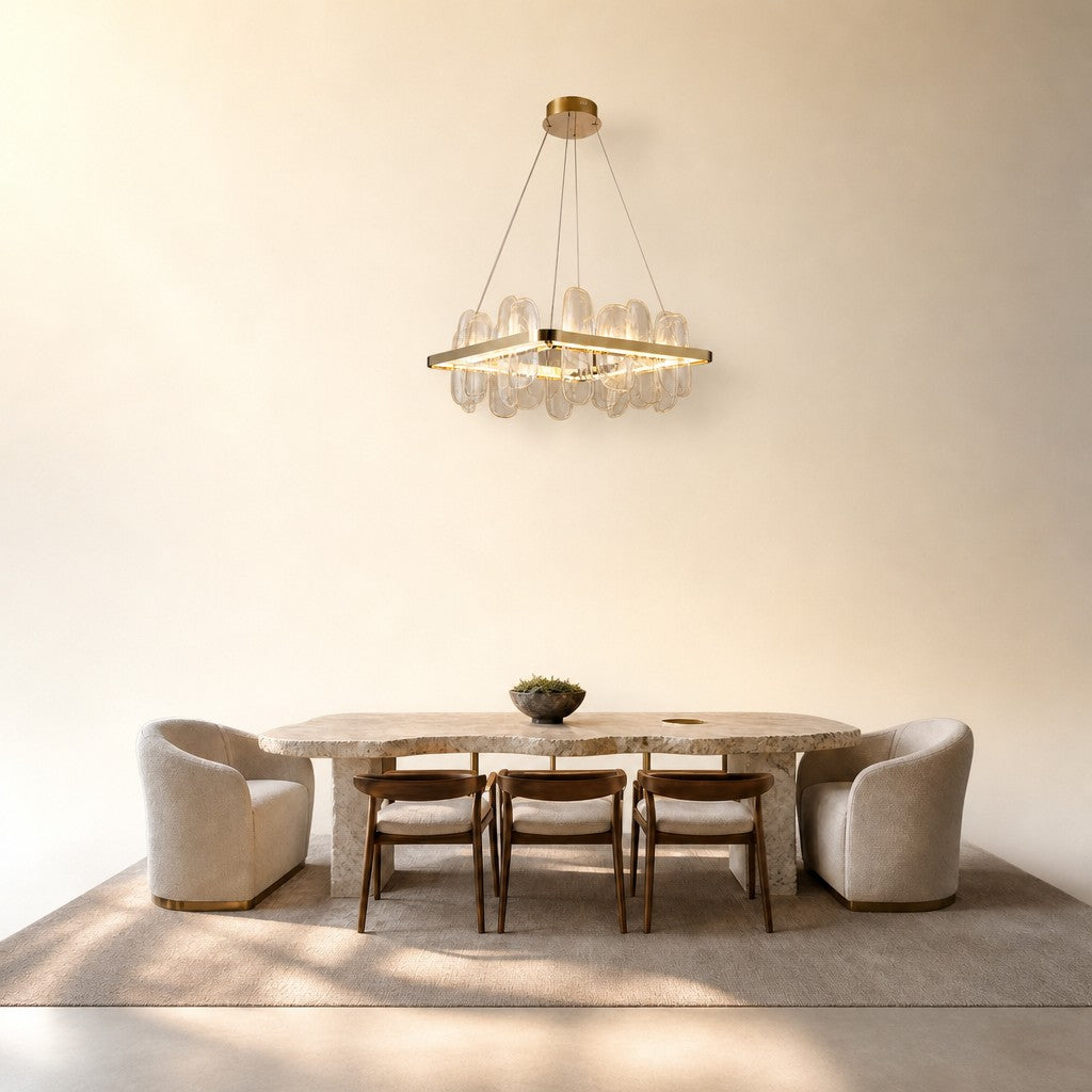 Quenor Handblown Glass Petal Square Chandelier