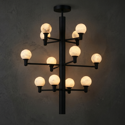 Aelis Globe Black Alabaster Chandelier