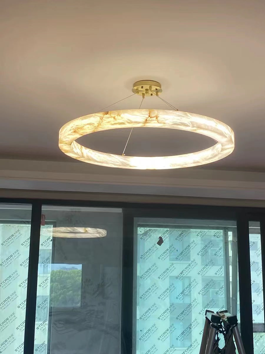 Alabaster Glow Round Chandelier 40"