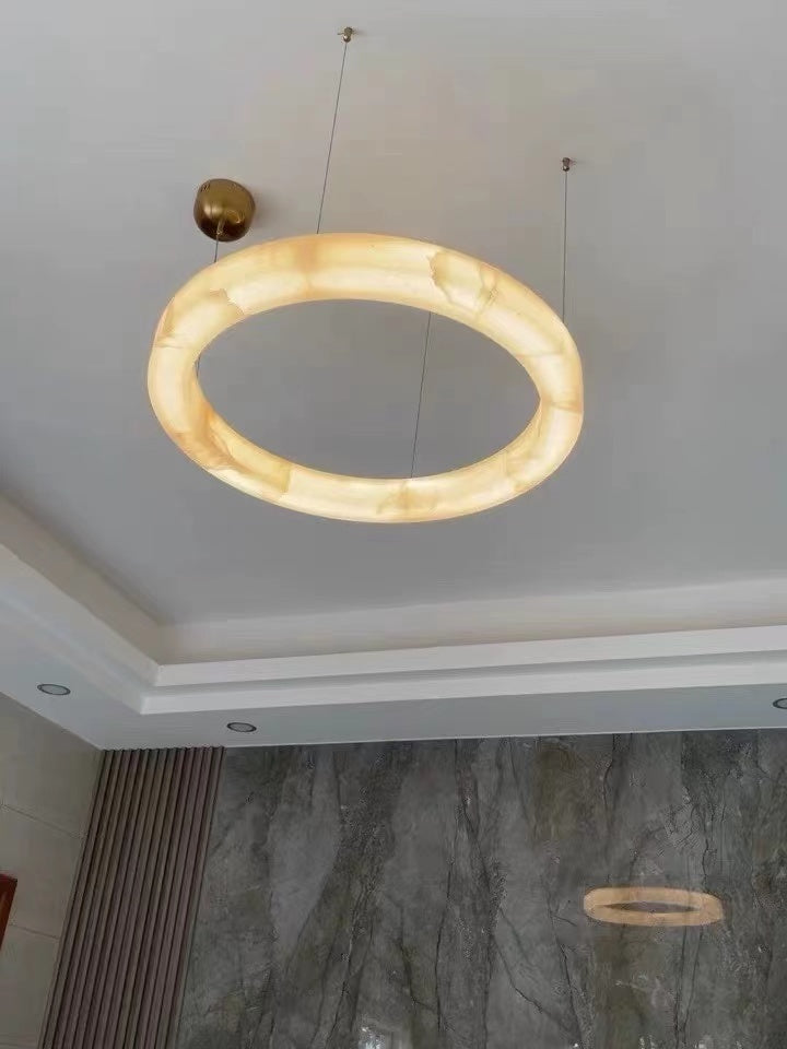 Alabaster Glow Round Chandelier 31"