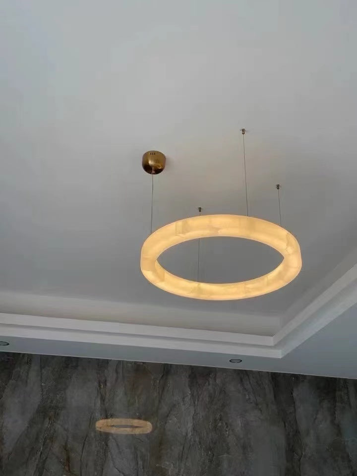 Alabaster Glow Round Chandelier 60"