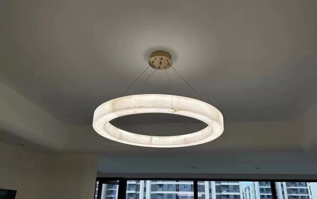 Alabaster Glow Round Chandelier 31"