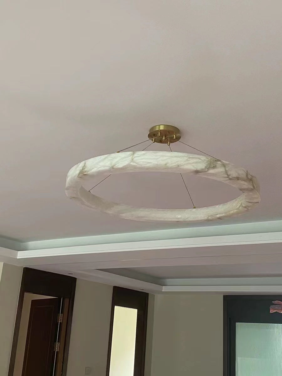 Alabaster Glow Round Chandelier 40"