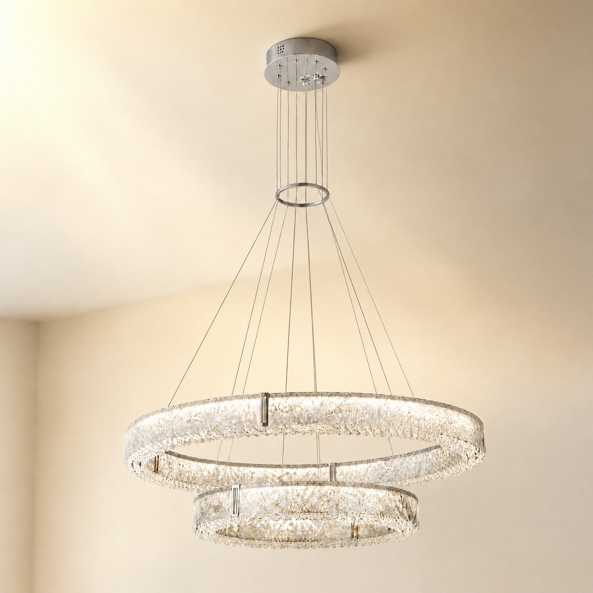 Roccia Stone Crystal Duo Chandelier