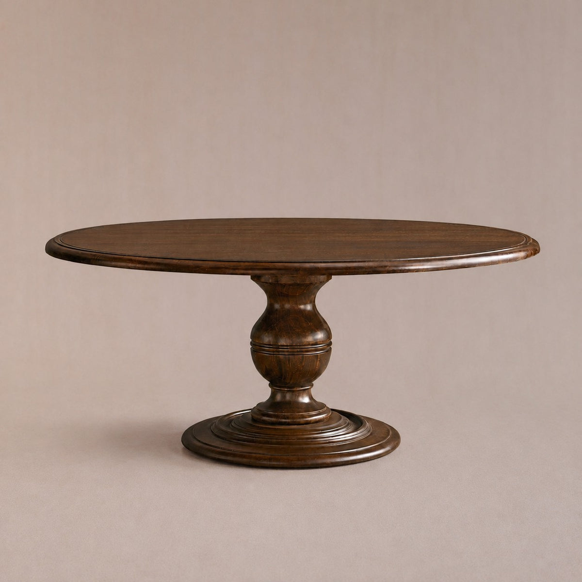 Round Dining Table in Hand-Carved Tulipwood
