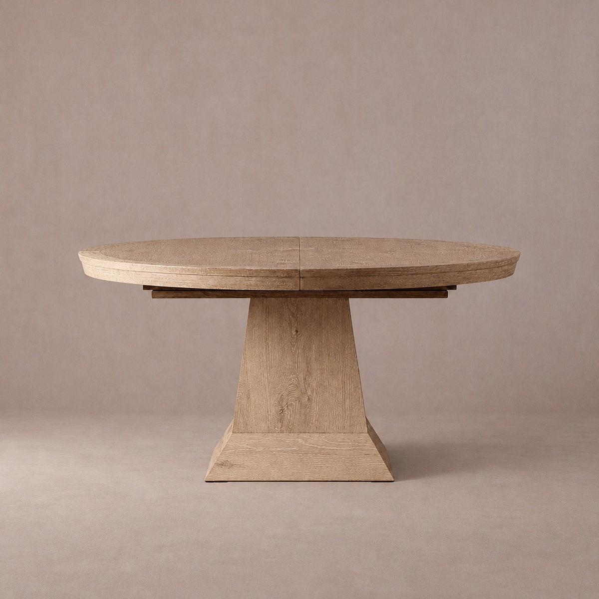Round Oak Extension Dining Table with Leaves