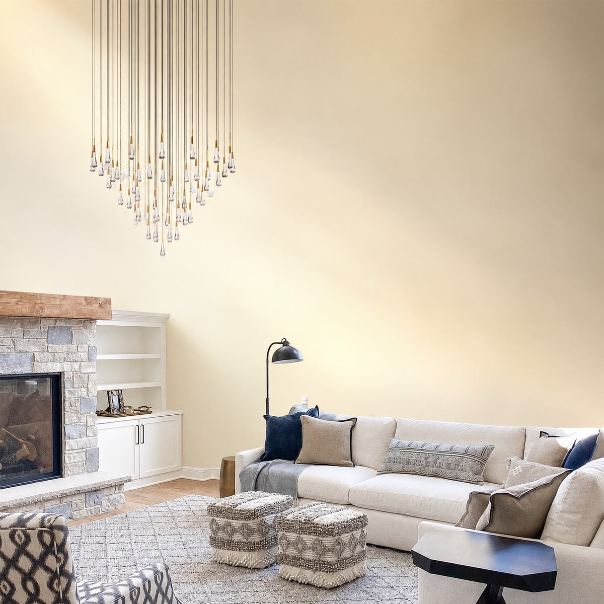 Round Seeded Glass Chandelier