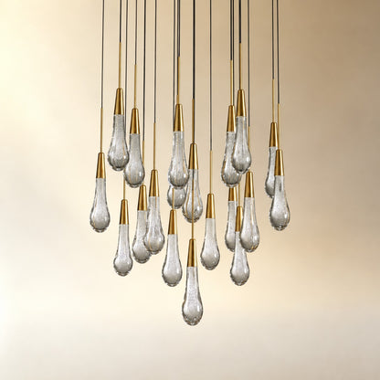 Round Seeded Glass Chandelier