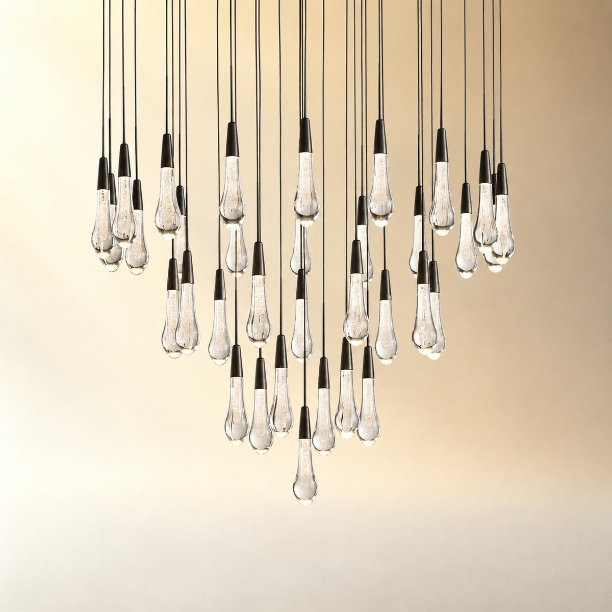 Round Seeded Glass Chandelier