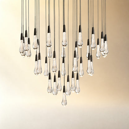 Round Seeded Glass Chandelier
