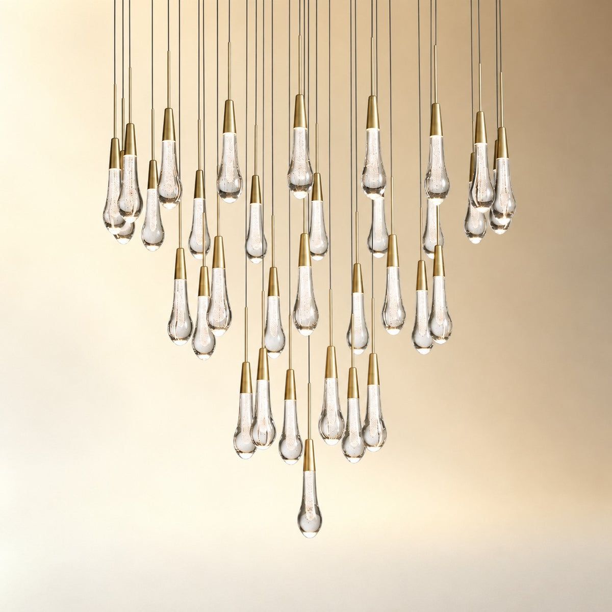 Round Seeded Glass Chandelier