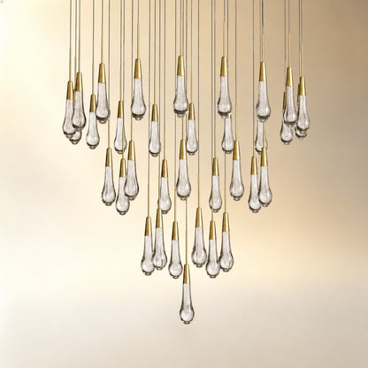 Round Seeded Glass Chandelier