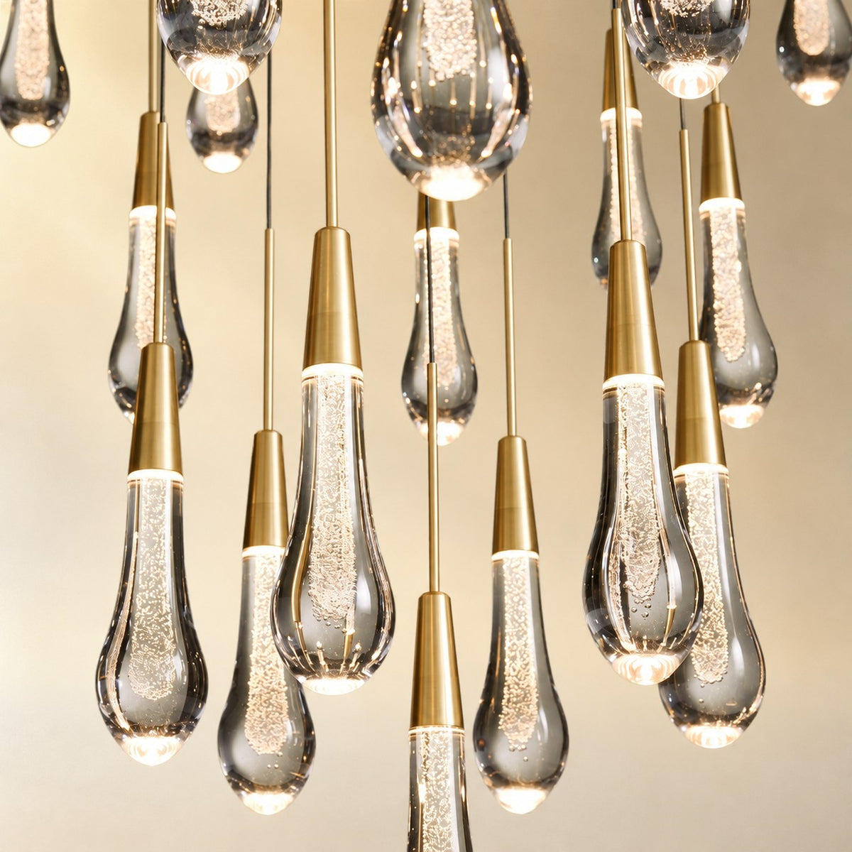 Round Seeded Glass Chandelier