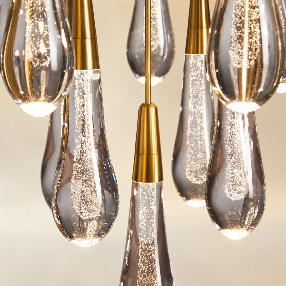 Round Seeded Glass Chandelier