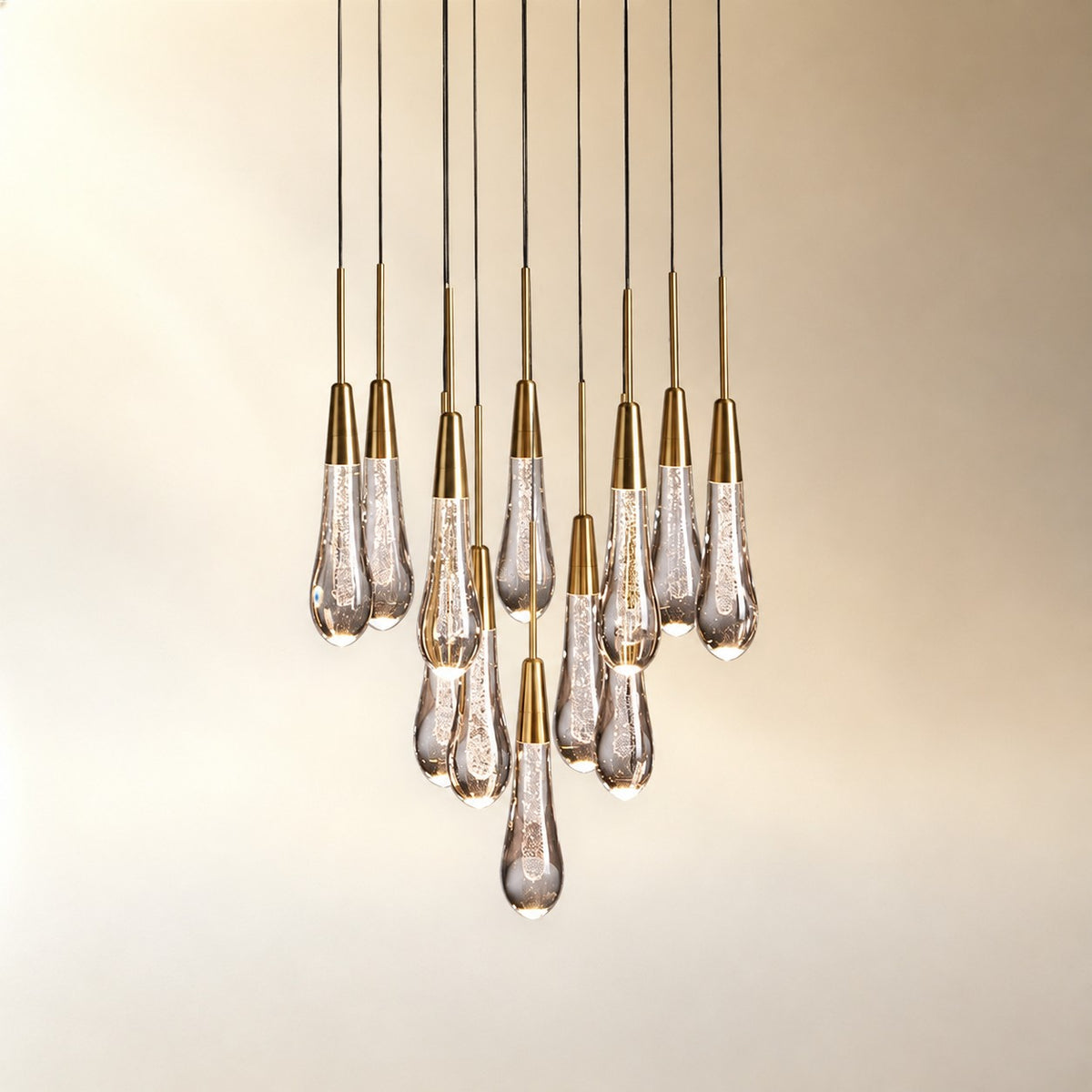 Round Seeded Glass Chandelier