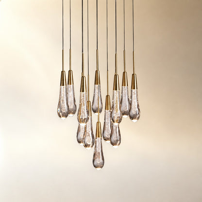 Round Seeded Glass Chandelier