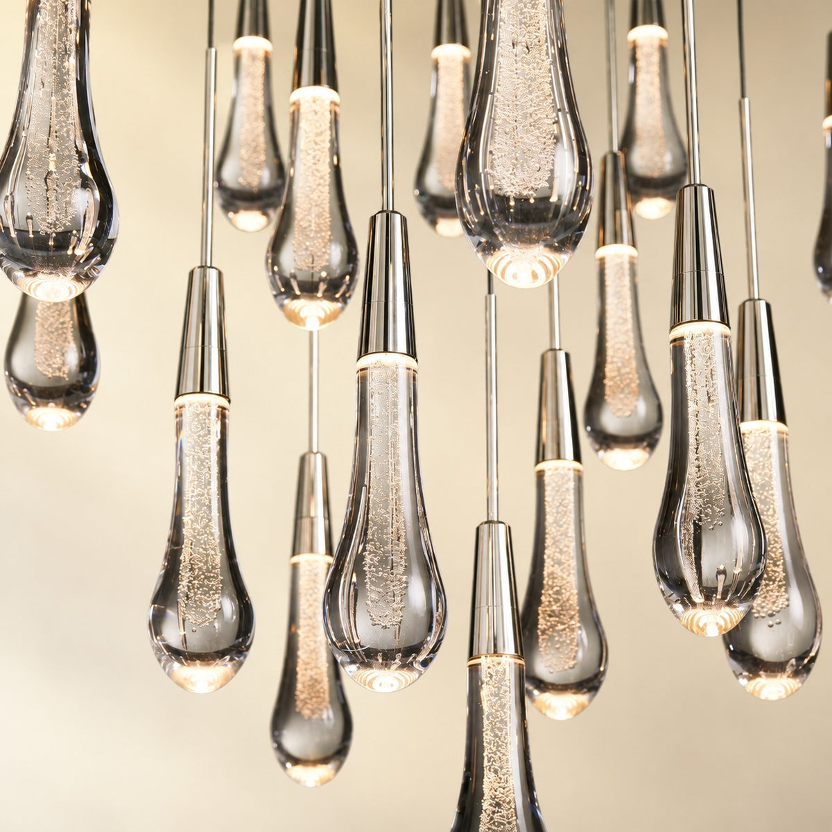 Round Seeded Glass Chandelier