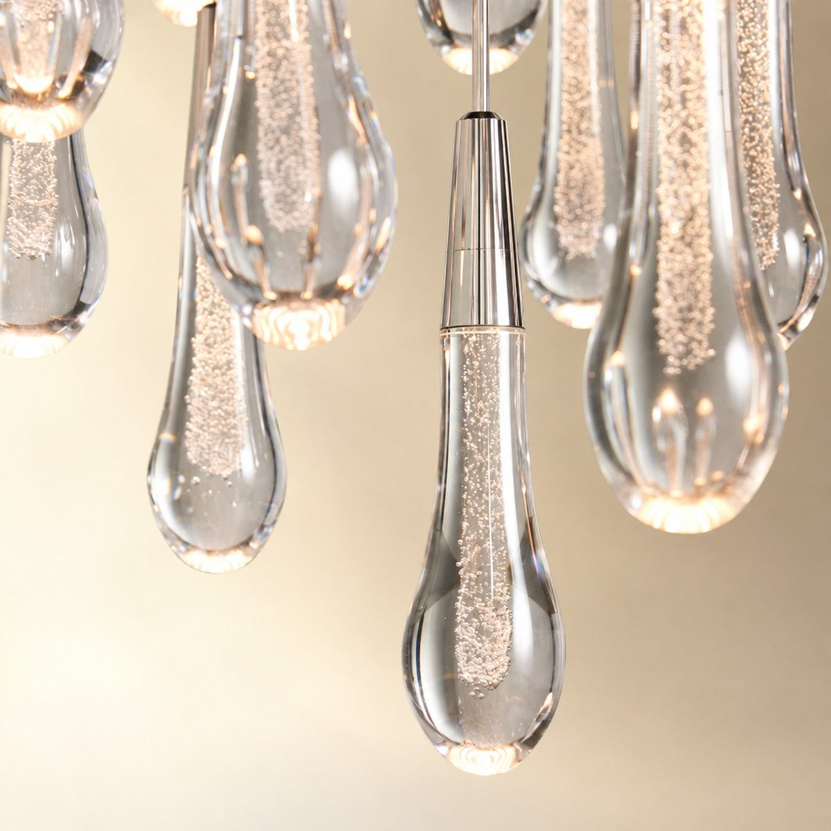 Round Seeded Glass Chandelier