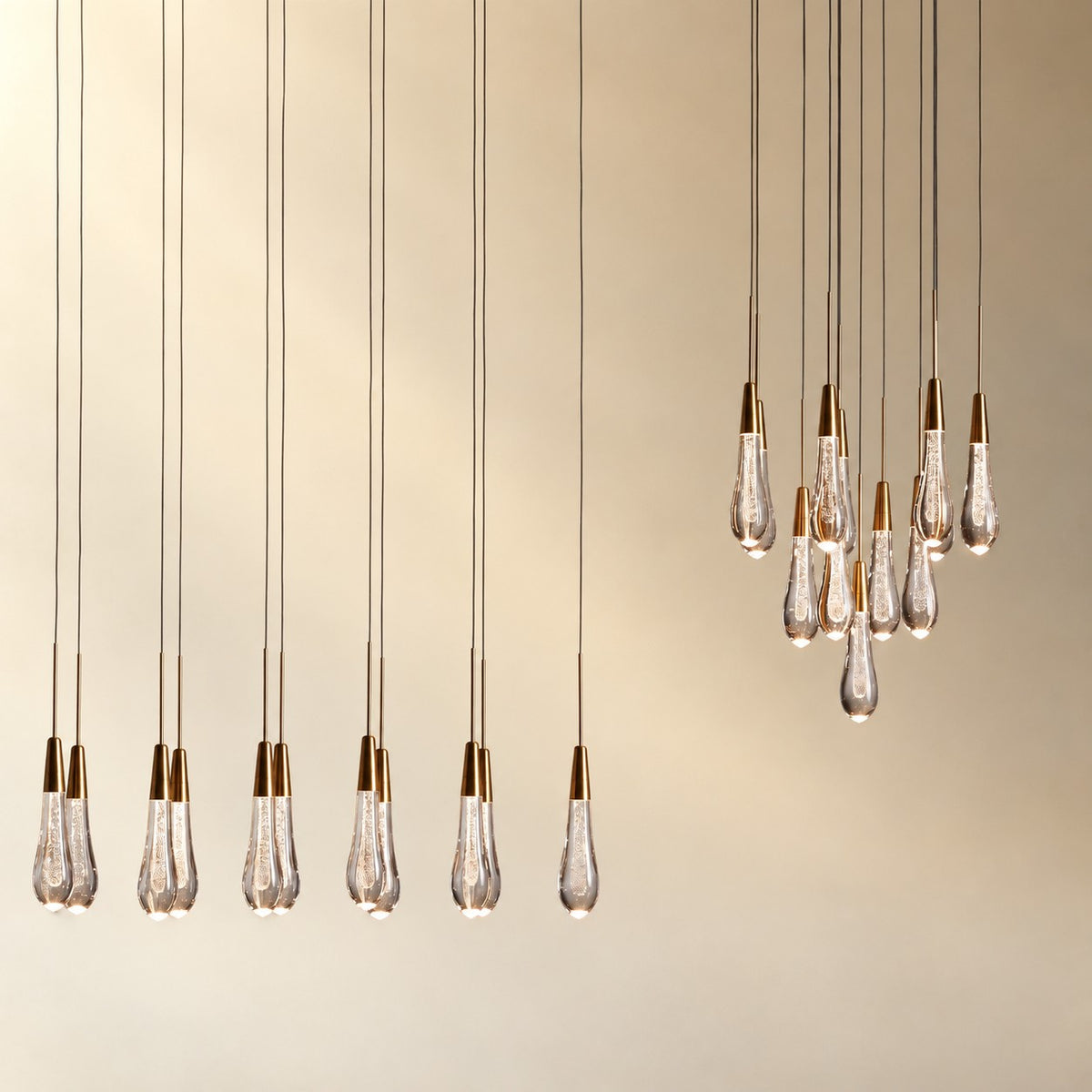 Round Seeded Glass Chandelier