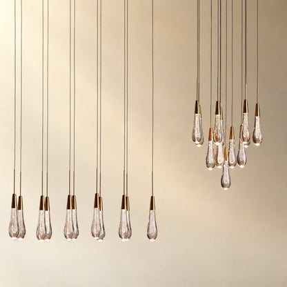 Round Seeded Glass Chandelier