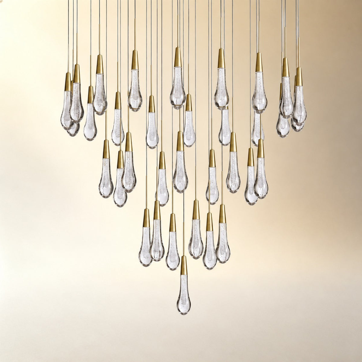 Round Seeded Glass Chandelier