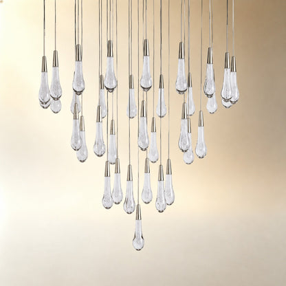 Round Seeded Glass Chandelier