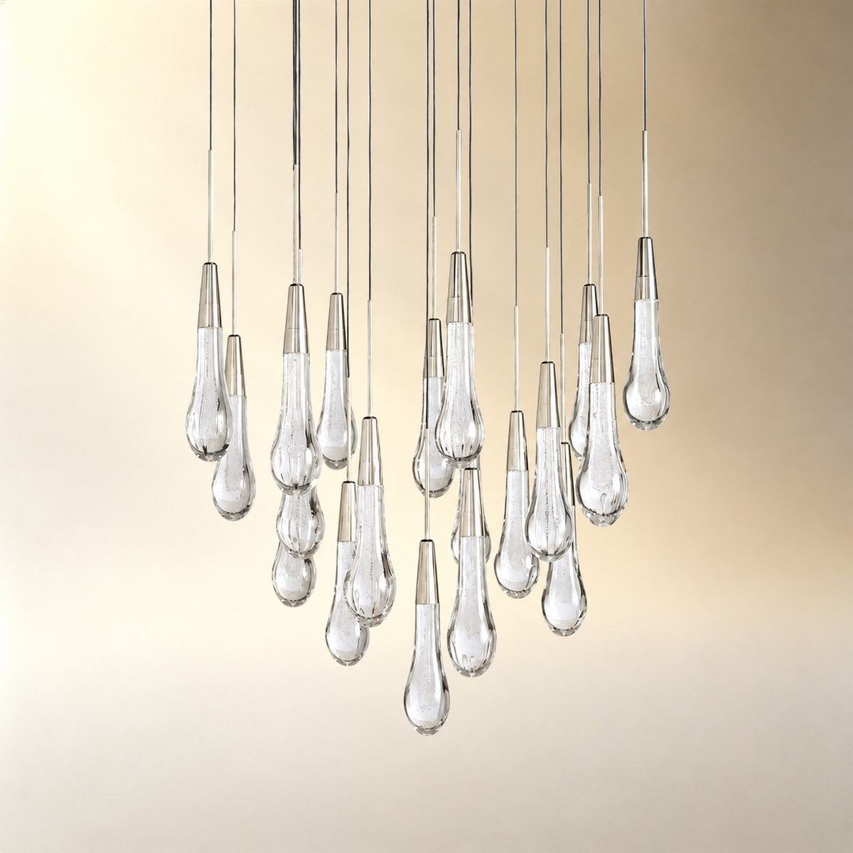 Round Seeded Glass Chandelier