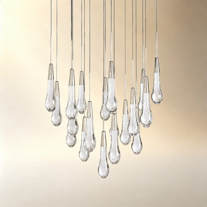 Round Seeded Glass Chandelier