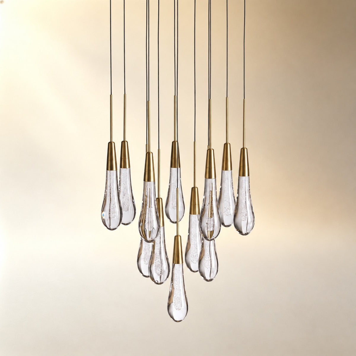 Round Seeded Glass Chandelier