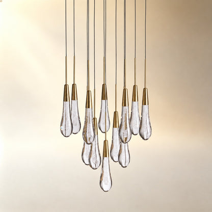 Round Seeded Glass Chandelier