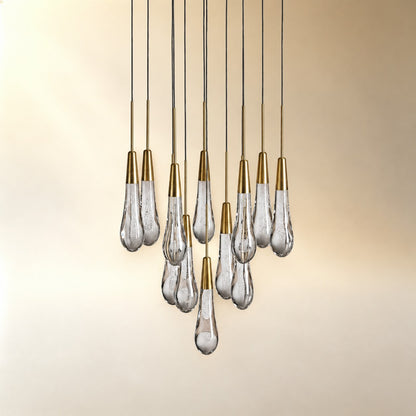 Round Seeded Glass Chandelier