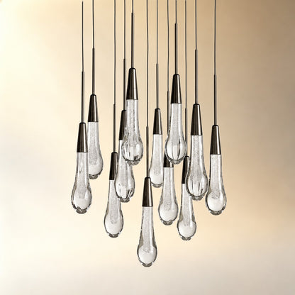 Round Seeded Glass Chandelier