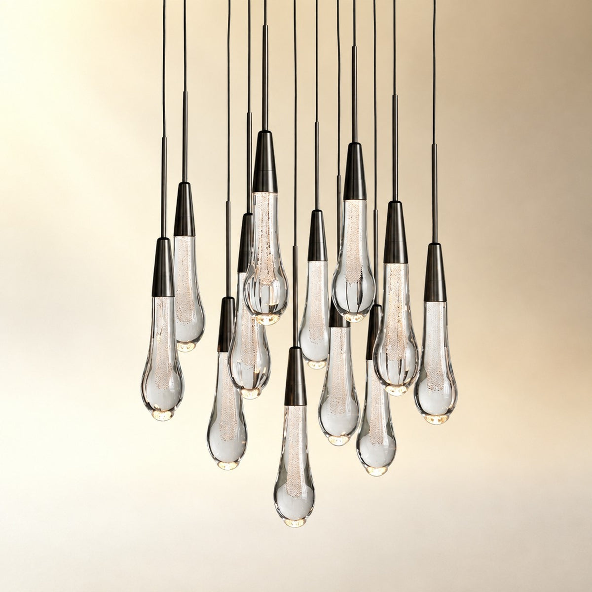 Round Seeded Glass Chandelier