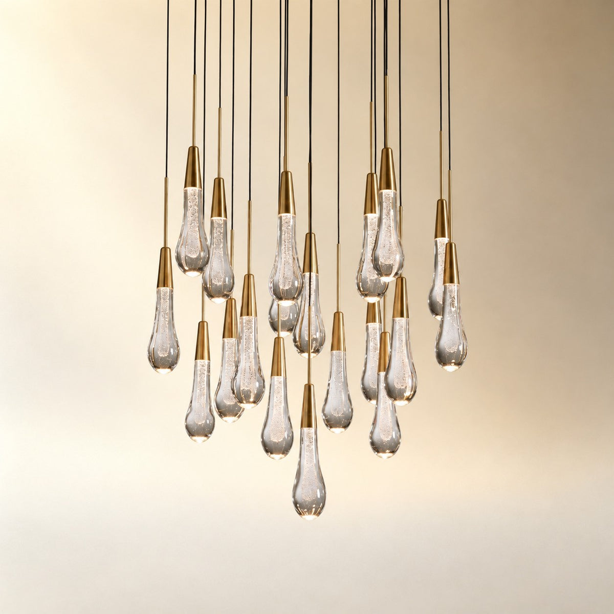 Round Seeded Glass Chandelier