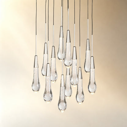 Round Seeded Glass Chandelier